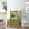 Natural Fir Wood Planter with Climbing Trellis and Wheels 25 Inch Mobile Garden Bed